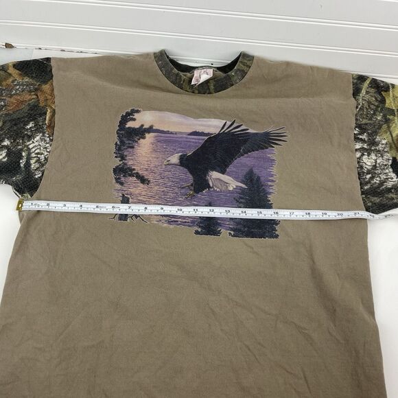 VTG Brown T-Shirt Men's XL Camo Mesh Short Sleeves Eagle Lake Outdoors USA Made - Picture 6 of 10